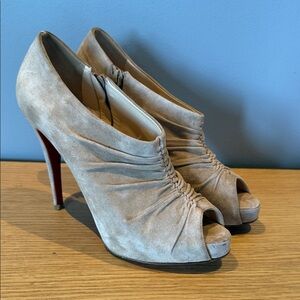 Christian Louboutin Beige Peep-Toe Heels